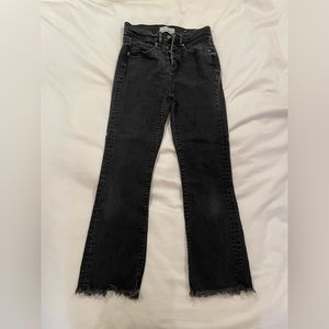 Loft Raw Hem Petite Black Wash Jeans